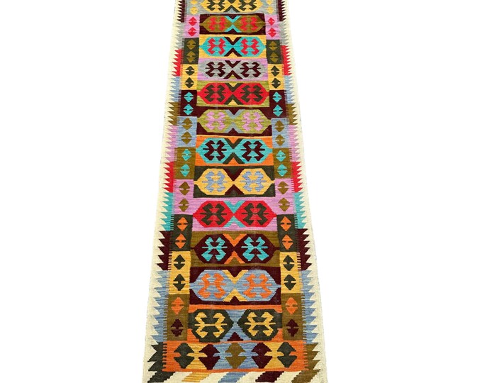 70% off Handwoven Afghan kilim runner rug - Hallway runner rug - Tribal kilim runner 10 ft long