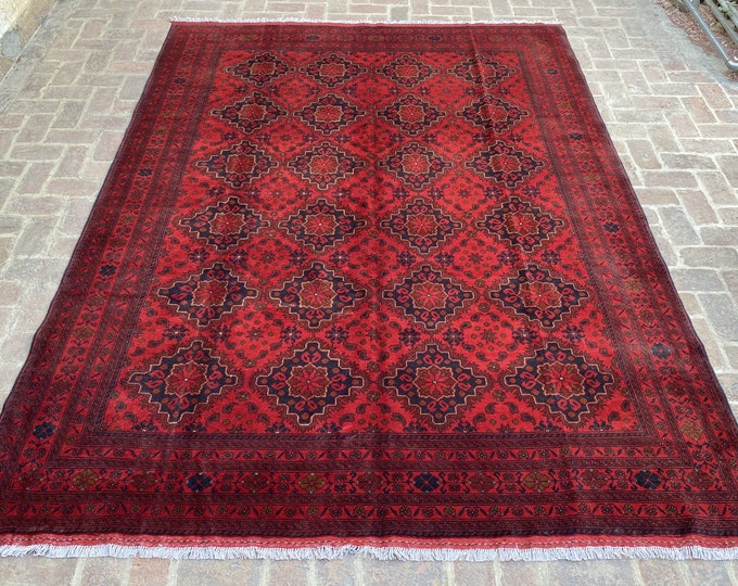 Afghan Large Khal Mohammadi Turkmen Afghan wool area rug - 8'4 x 11'3 Rugs for bedroom