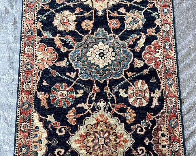 Afghan Rug - handmade Blue rug - Kitchen rug