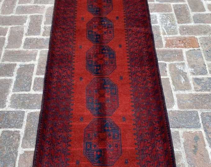 Afghan hand knotted Filpai runner rug - rug for hallway - 2'7 x 9'3