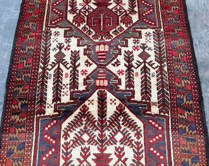 70% off 3'10 x7'0 Vintage Tribal Rug hand knotted rug - Turkish vintage rug - rug for bedroom