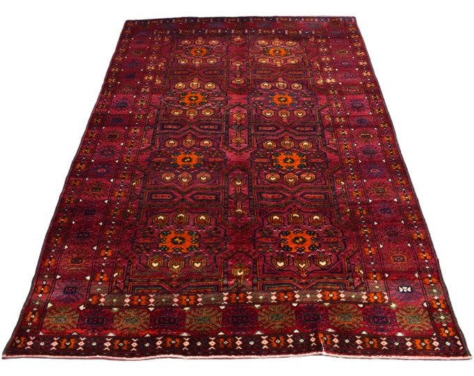 One of a kind Rare Afghan Turkmen Semi Antique rug - 5'7 x 8'0 Unique Carpet