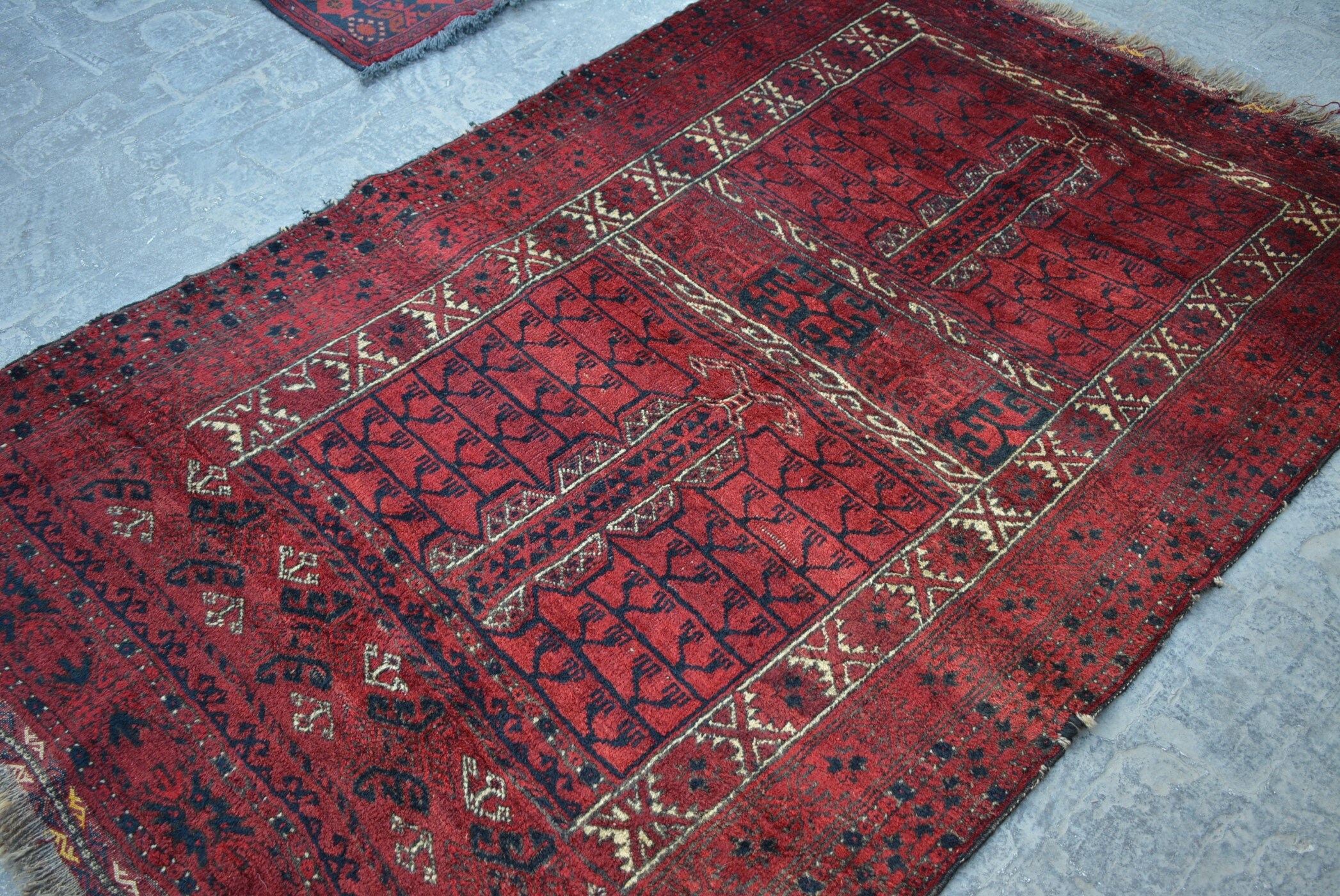 Stunning Antique Afghan turkoman tribal Hatchlu parda handmade wool rug