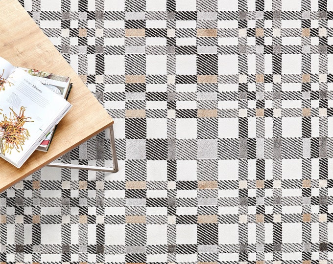 Geometric Check Scandinavian Tartans Area Rug, 6x9 rug, Bedroom rug 6x9, Modern 5x7 rug, Turkish rug, Bedroom rug 8x10