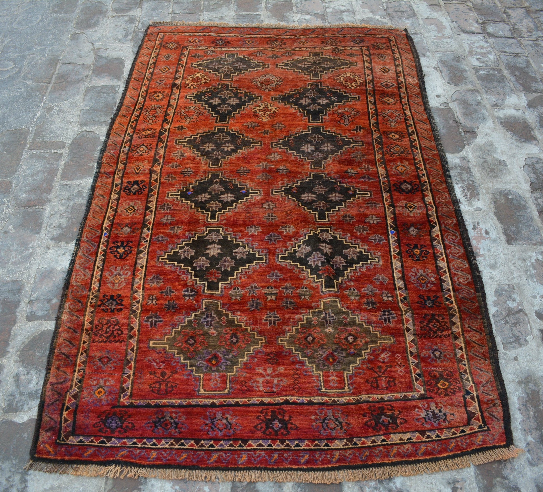 Vintage Afghan Maldari baluchi tribal handmade wool rug / Decorative