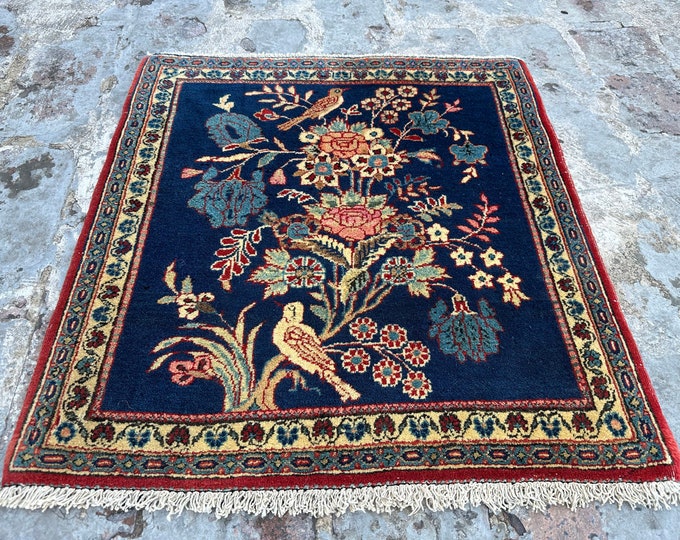 70% off 1.11 x 1.10 Afghan handmade Pictorial Tribal Rug - Kids room rug - Kitchen rug - veg dye rug