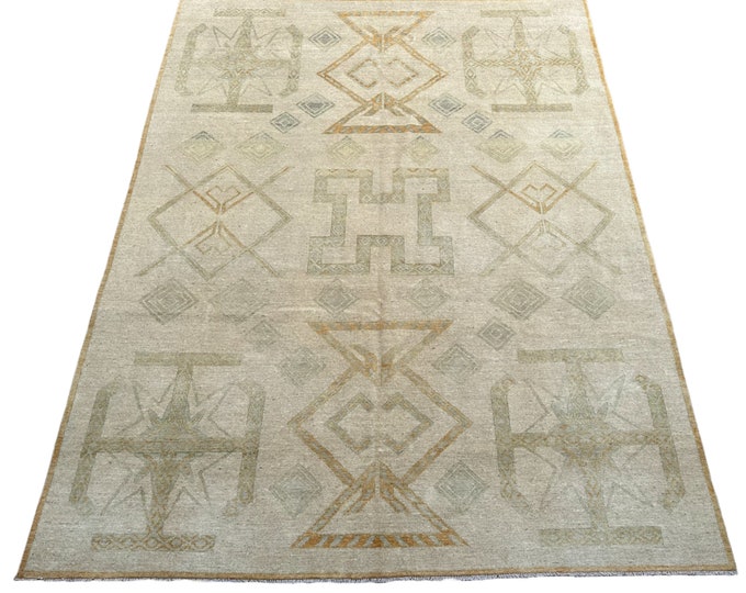 70% off Soft Color 9x12 Modern Tribal hand knotted rug - Rug for Living room rug - Contemporary rug