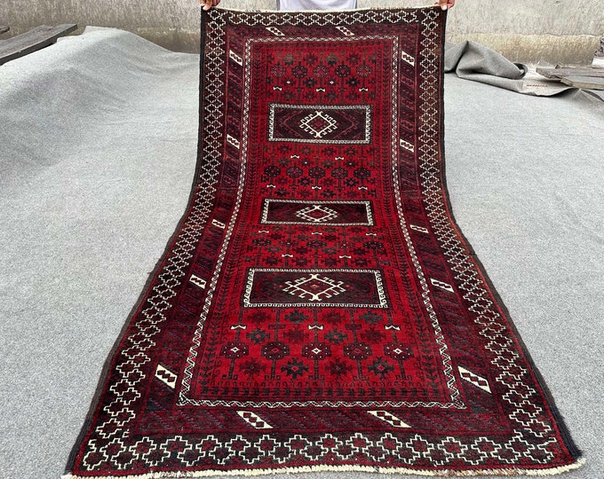 70% off 3.3 x 6.2 Feet/  Afghan Vintage Baluch Tribal rug hand knotted Oriental Gorgeous Dark rug | Tribal Afghan Carpet
