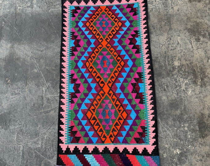 Colorful Boho Handmade Tribal kilim rug