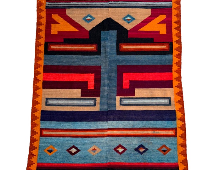 70% off Handwoven Afghan Kilim Rug - Traditional Tribal Design - 3'6 x 4'6