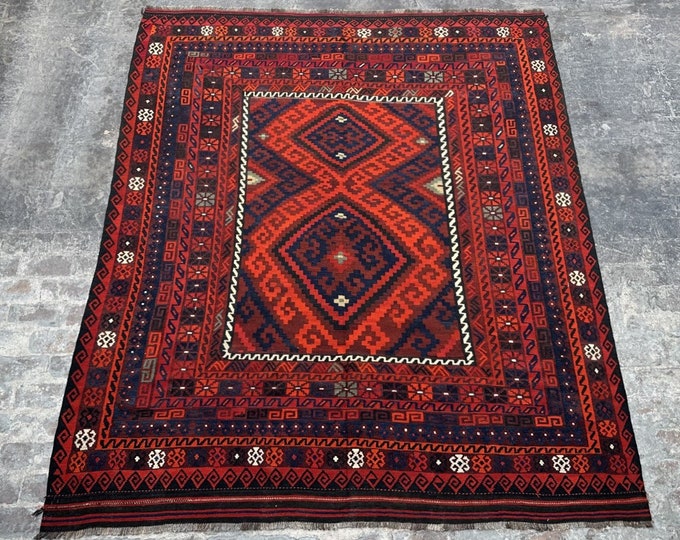 Cozy handwoven Afghan Rug kilim | Ghalmori handmade kilim | rug for bedroom | Living room rug