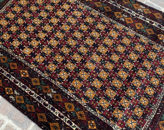 115x192 cm Tribal afghan wool area rug