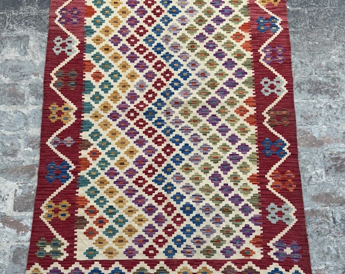 70% off 4'2 x 6'3 Afghan Contemporary kilim rug | Afghan nomad kilim rug