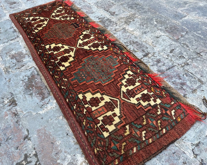 70% off 1'6 x 4' small vintage Afghan Turkmen Jalar hand knotted rug