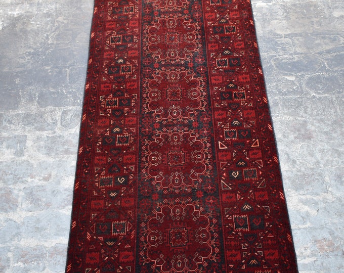 9 ft runner - Afghan handmade vintage long runner - Hallway rug runner - Kitchen rug - Tribal handmade rug