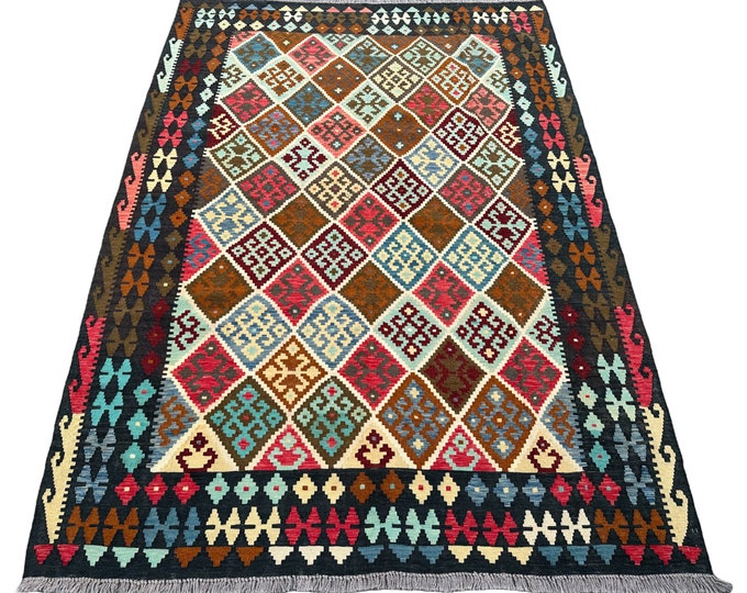 70% off 7x10 Afghan Tribal Chobi kilim rug - Rug for Bedroom 7x10 - Southwestern wool kilim rug