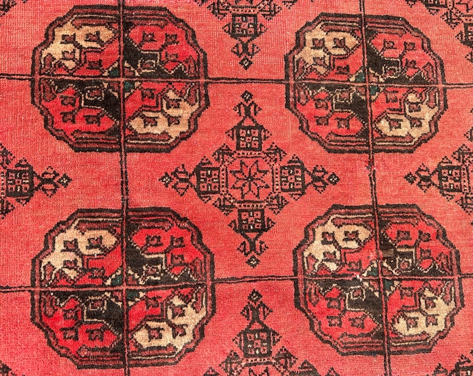 70% off Vintage Afghan Turkmen Tekka rug - Tribal vintage Wool handmade rug