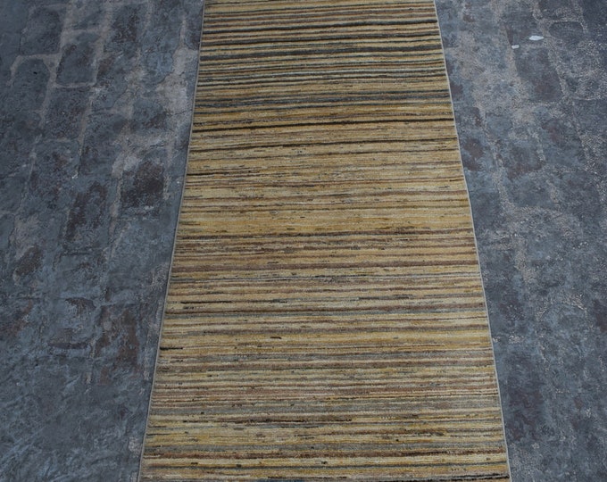 Modern Afgahn gabbeh wool runner rug, Natural dye color rug runner, Contemporary rug runner