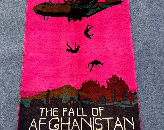 Pink Afghan War rug | Hand-knotted Wool Rug Wall decor rug | Tribal Afgah rug