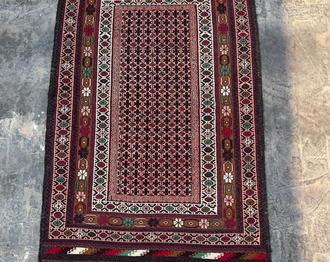 Super fine Quality handwoven Afghan sumak Malaki kilim rug - 3'9 x 6'1