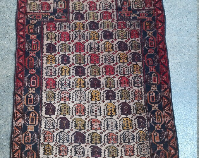 Caucasian Vintage Tribal Prayer rug