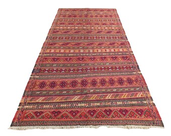 Vintage Tribal Kuchan Sumak handmade kilim rug / Kuchi kilim rug / Wool rug kilim