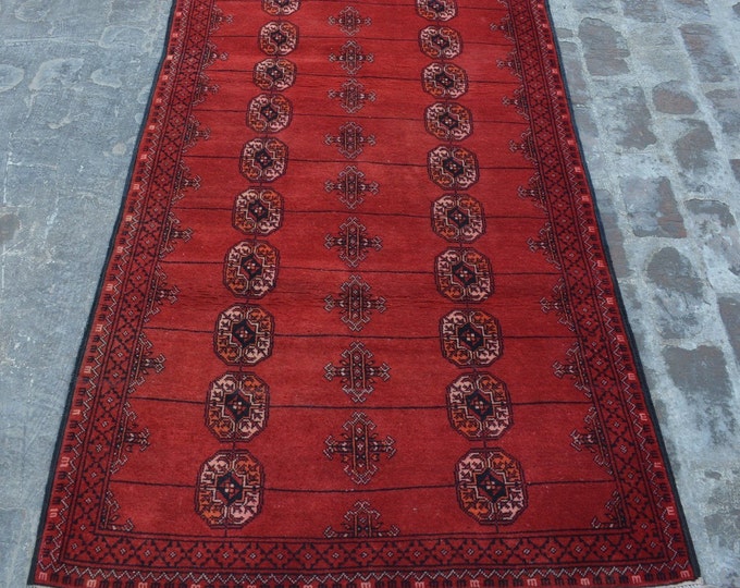 Vintage Afghan turkoman tribal handmade wool rug / Decorative rug vintage afghan traditional rug