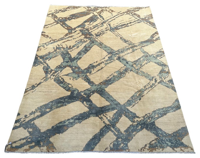 70% off Hand knotted Modern Abstarct rug - 9x12 Modern bedroom rug - rug for living room