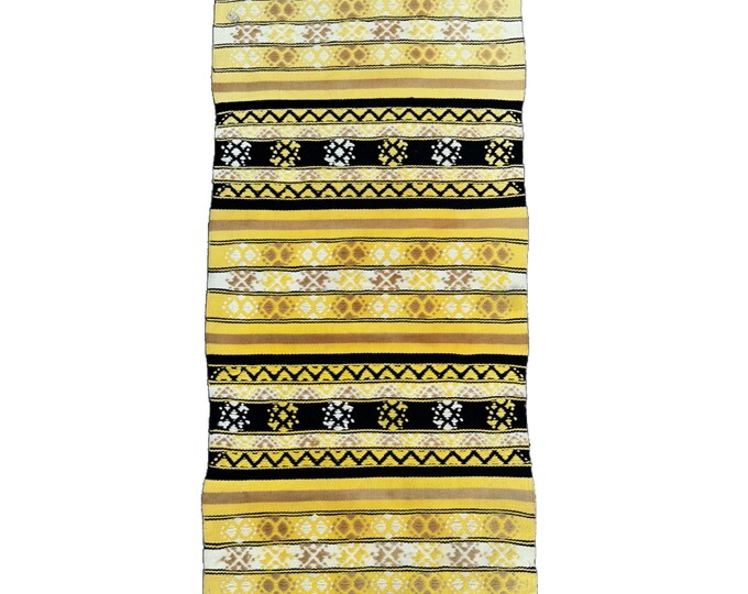 Sun-Kissed Yellow Tone Handwoven Kilim Rug - Warm & Inviting Geometric Design