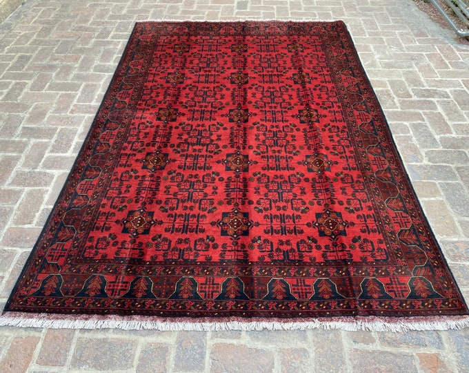 6'5 x 9'7 Hand knotted Afghan Tribal wool khal mohammadi area rug