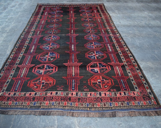 70% off 4.6 x 8.3 Ft/ Afghan Baluch Natural Wool hand knotted rug - Nomadic Fine Quality Rug/ Home Decor Living Room And BedRoom Rug