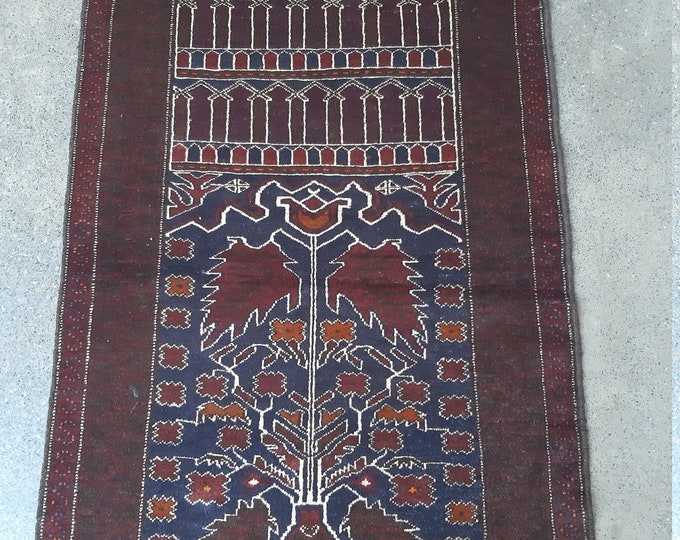 Afghan tribal hand knotted Prayer rug - Wool rug - Turkish area rug