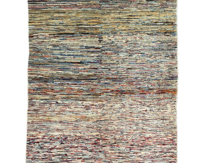 5x7 Afghan Handmade Gabbeh Veg dye rug - 5x7 Living room rug - 5x7 Contemporary Striped rug - Rug for bedroom
