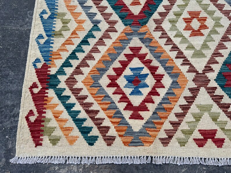 70% off 6'10 x 9'10 Modern Tribal Afghan kilim rug kilim rug for bedroom Living room area rug image 5