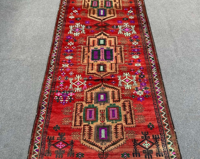 70% off  4.2 x 13.0 Ft/ Afghan HandKnotted Antique 1930s Baluch Taimani Wool Rug- tribal  afghan Cotton pile Mixed Rug Natural Dye Color Rug