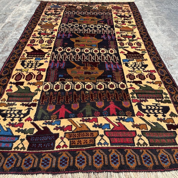 70% off 3.10 x 6.8 Feet/ Vintage Rug Oriental War rug - Afghan Baluch War carpet/ Nomadic Fine War Rug