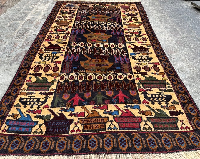 70% off 3.10 x 6.8 Feet/ Vintage Rug Oriental War rug - Afghan Baluch War carpet/ Nomadic Fine War Rug