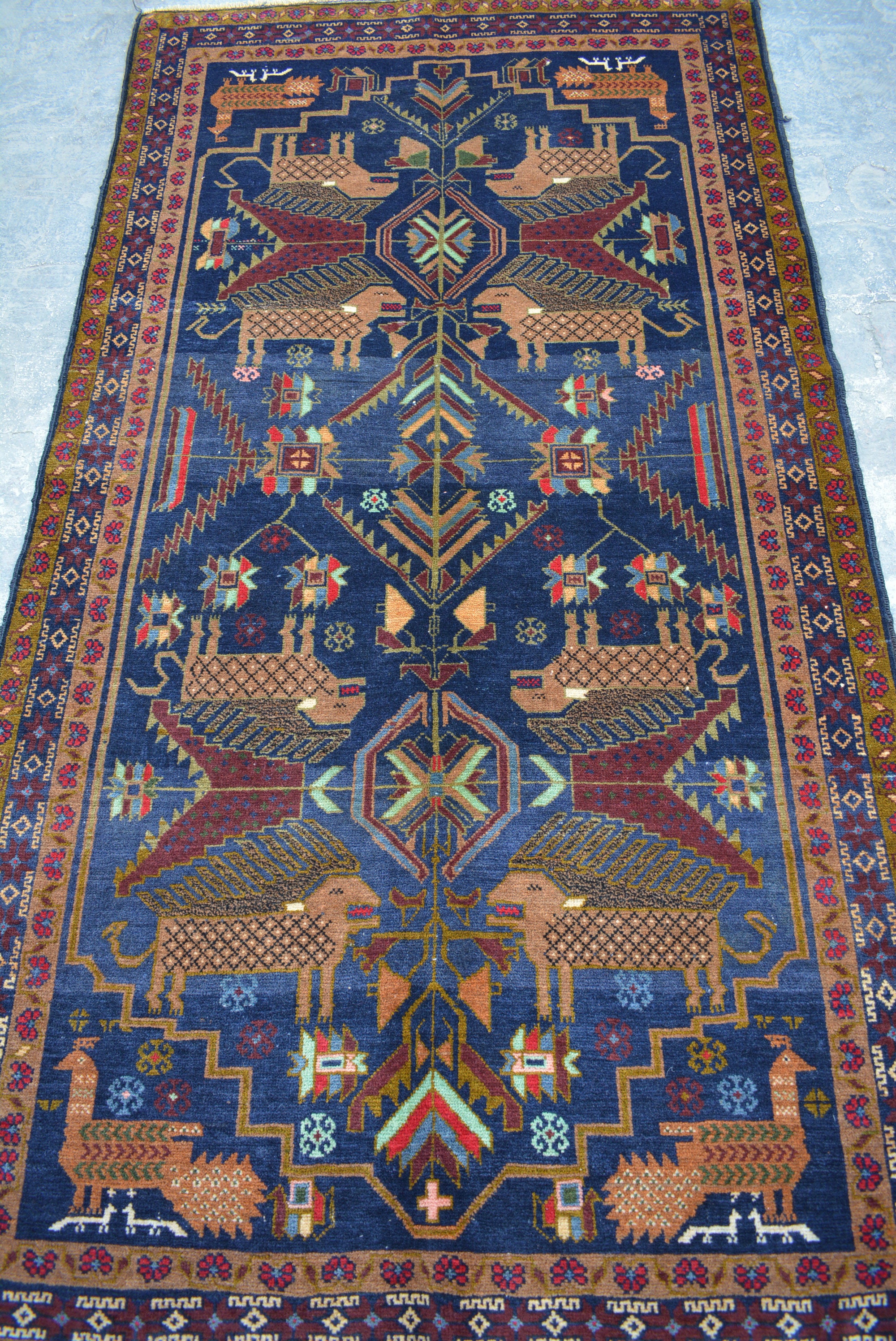 Rare Vintage Afghan baluchi tribal handmade wool rug / Decorative rug