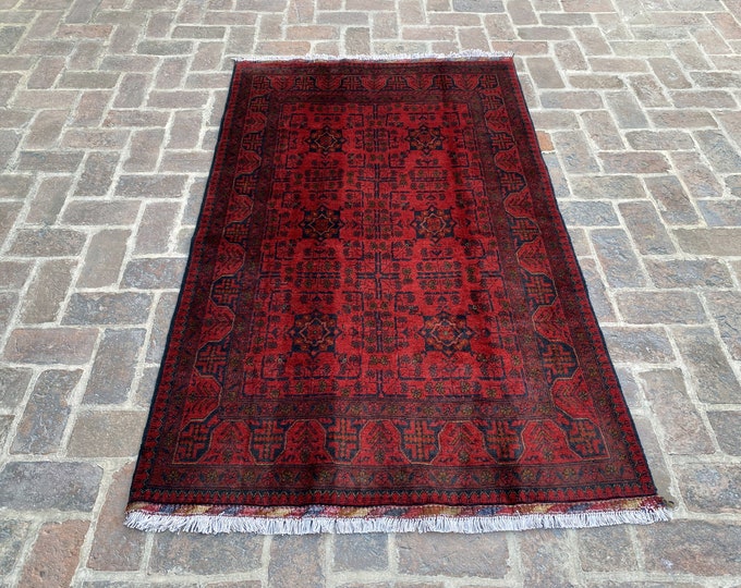 Fine hand knotted afghan khal Mohammadi rug - wool rug - rug for bedroom - rug for living room 4'4 x 6'6