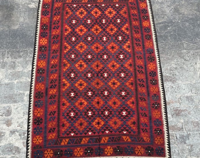 4'10 x 8'0 Afghan rug Tribal kilim | Rug for bedroom