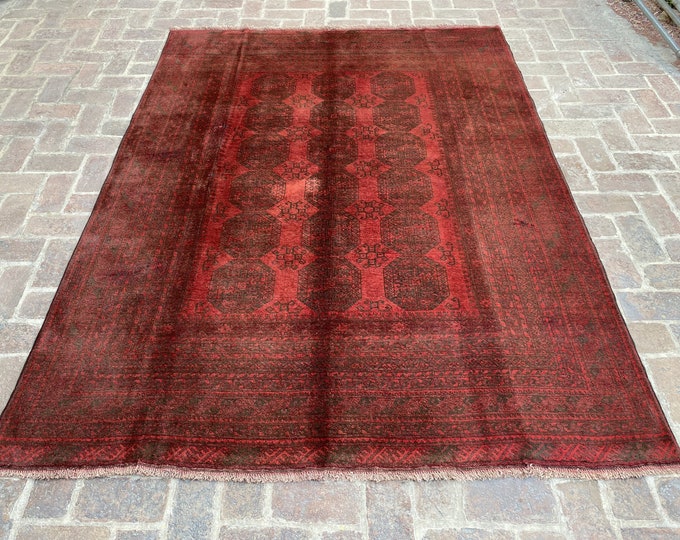 6'6 x 8'10 Vintage hand knotted Aqcha Filpai wool area rug - Tribal Village decorative rug