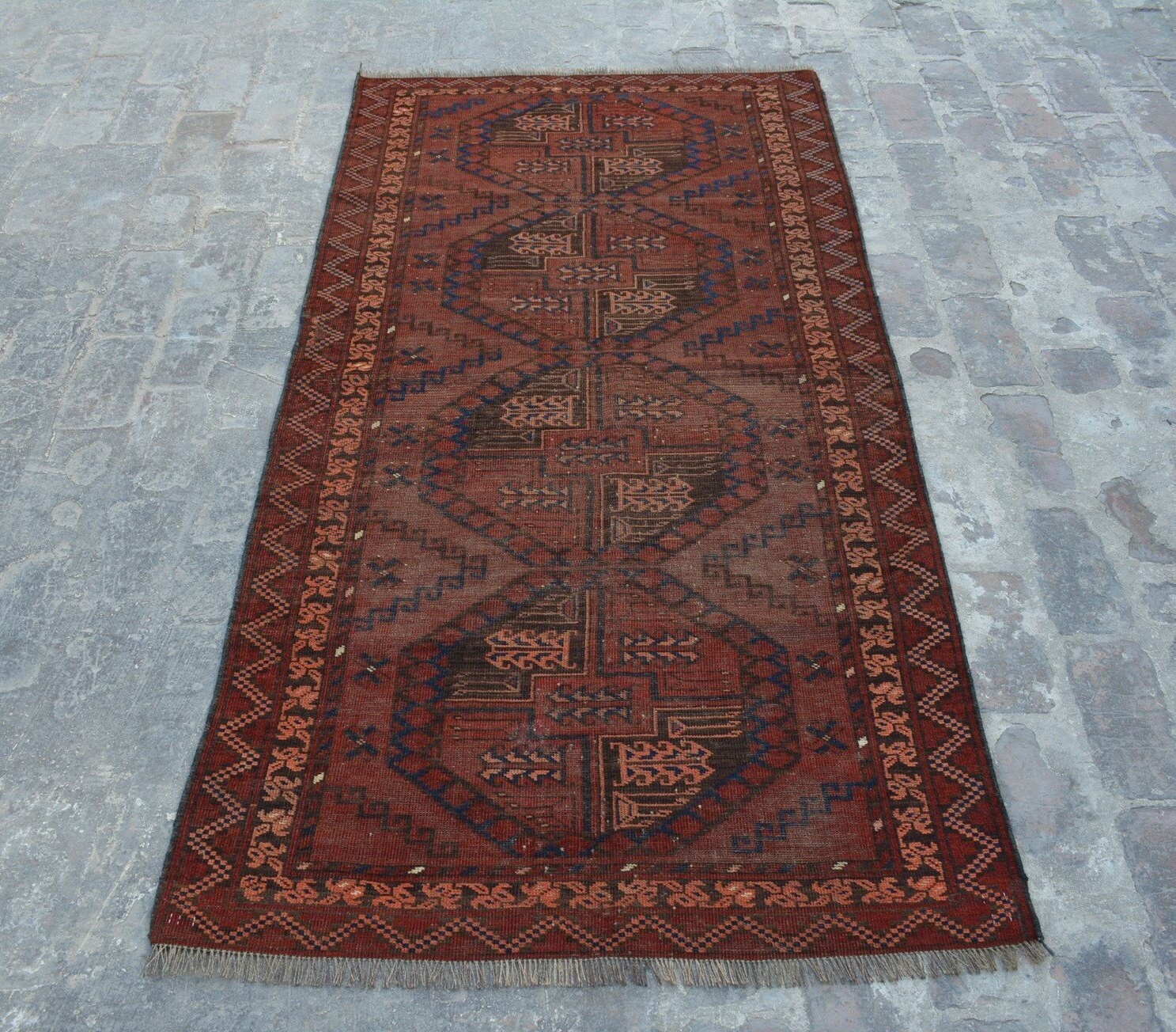 Antique Afghan turkoman tribal filpai handmade wool rug / Decorative rug vintage afghan