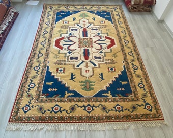 40% OFF - Hand knotted turkish oushak rug - 6'6 x 9'6 ft