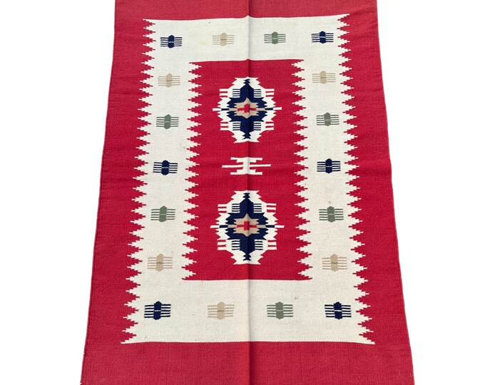 turkish handwoven Boho kilim rug | Tribal Turkish kilim rug