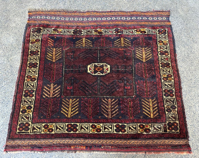 70% off 2.3 x 2.6 Afghan handmade Tribal Baluch BagFace Rug - Kids room rug - Kitchen rug - veg dye rug/ Small Area  Rug