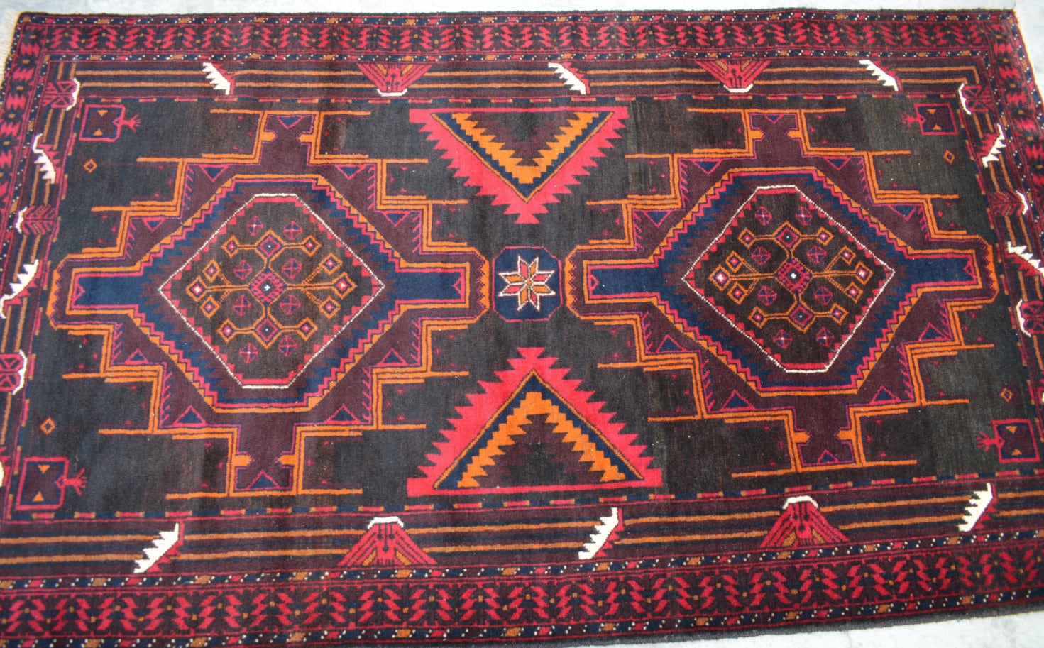 Beautiful hand knotted Afghan tribal baluchi rug / 100 wool
