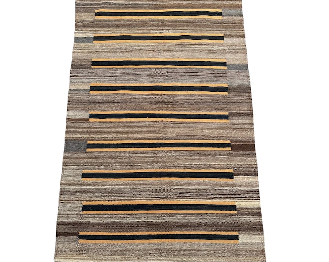 70% off Striped 3x5 Tribal handwoven Afghan kilim rug - contemporary wool kilim rug - 3x5 accent kilim rug