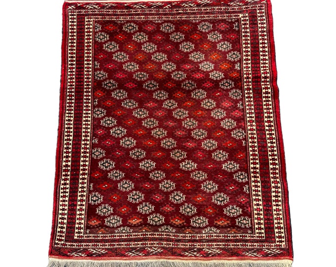 Vintage Turkmen Ersari rug | hand knotted wool rug | Area rug
