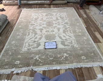 70% off 237 x 295 Cm/ Handmade Turkish Oushak rug - Living room rug - Fine Nomadic rug 8x10Ft / Natural Dye Color Wool rug