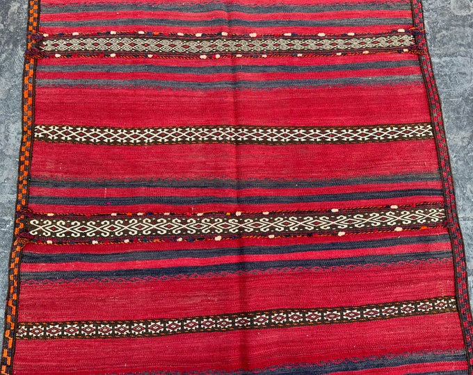 70% off 4'3 x 11'4 Afghan Maldari kilim rug | vintage afghan tribal kilim